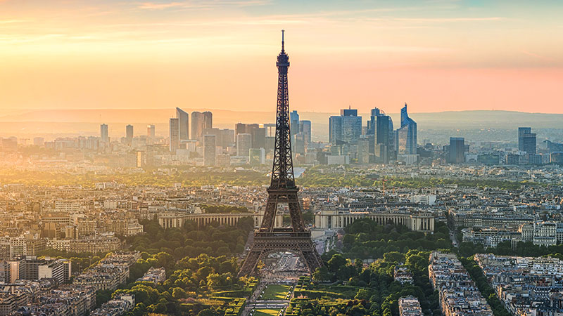 Europe France Paris Eiffel Tower Aerial