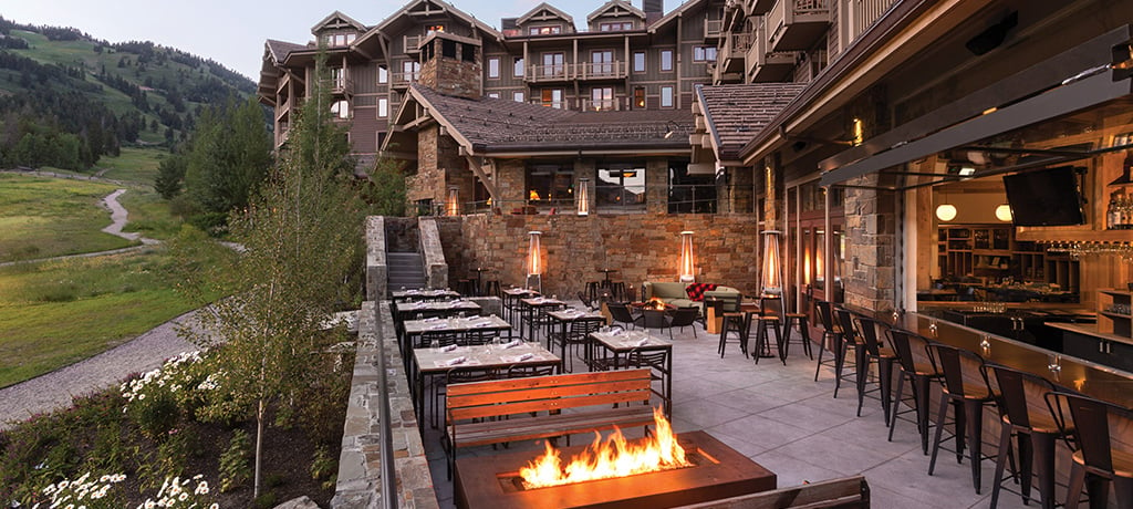 North America Wyoming Teton Village Four Seasons Jackson Hotel Terrace