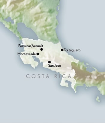 Places to visit Costa Rica: tourist maps and must-see attractions
