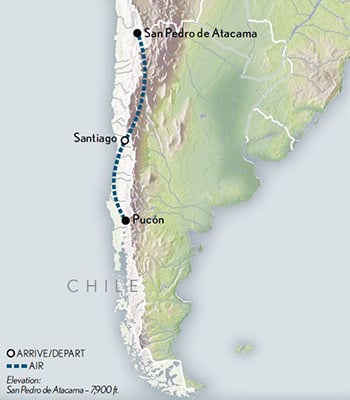 Tailor Made Chile: Winelands & Scenic Marvels Itinerary Map