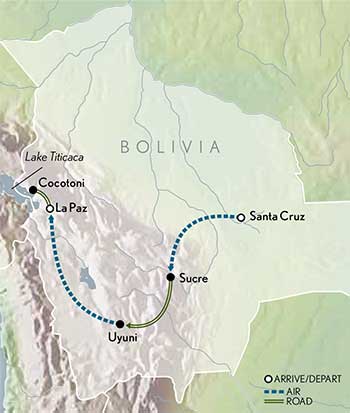 Tailor Made Bolivia: Lake Titicaca & the Uyuni Salt Flats Itinerary Map