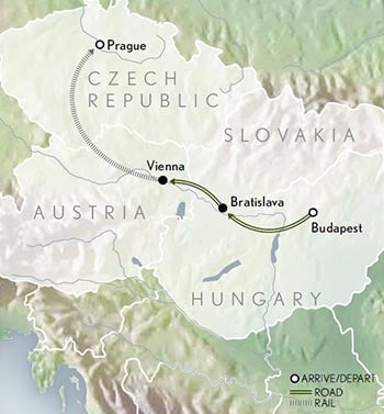 Tailor Made Hungary, Austria & Czech Republic Itinerary Map