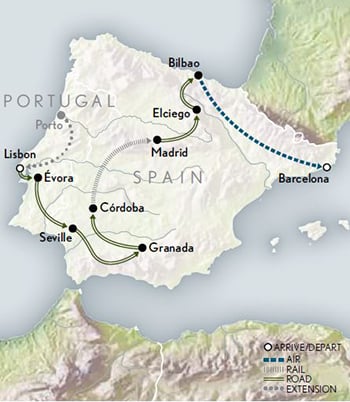Spain & Portugal with A&K Chairman’s Ambassador Itinerary Map