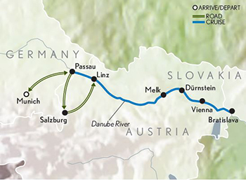 Christmas Along the Danube Itinerary Map