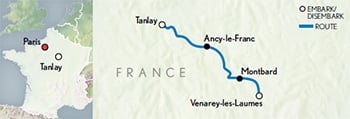 'La Belle Époque' - Burgundy Canal Itinerary Map