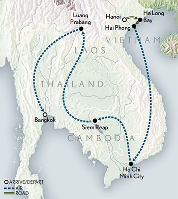 Private Indochina & Angkor Wat Itinerary Map