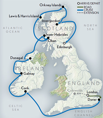 Cruising the British Isles: England, Ireland & Scotland Itinerary Map