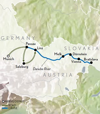 Cruising the Danube: Christmas in Europe Itinerary Map