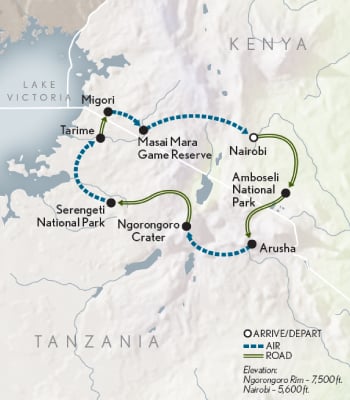 Family Kenya & Tanzania Safari Itinerary Map