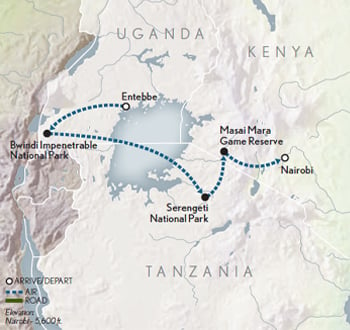 Wings Over East Africa Itinerary Map