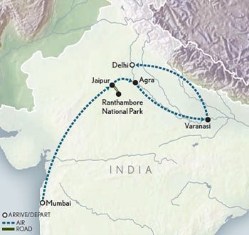 Wings Over India Itinerary Map