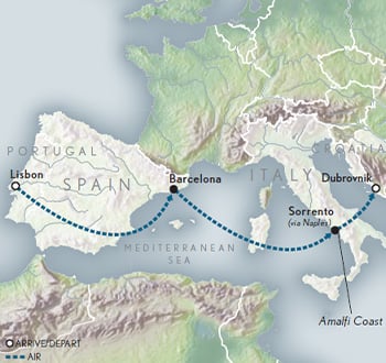 Wings Over the Mediterranean Itinerary Map