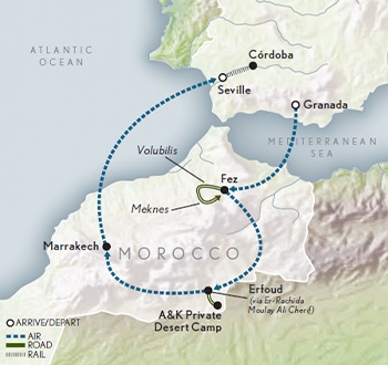 Wings Over Spain & Morocco Itinerary Map